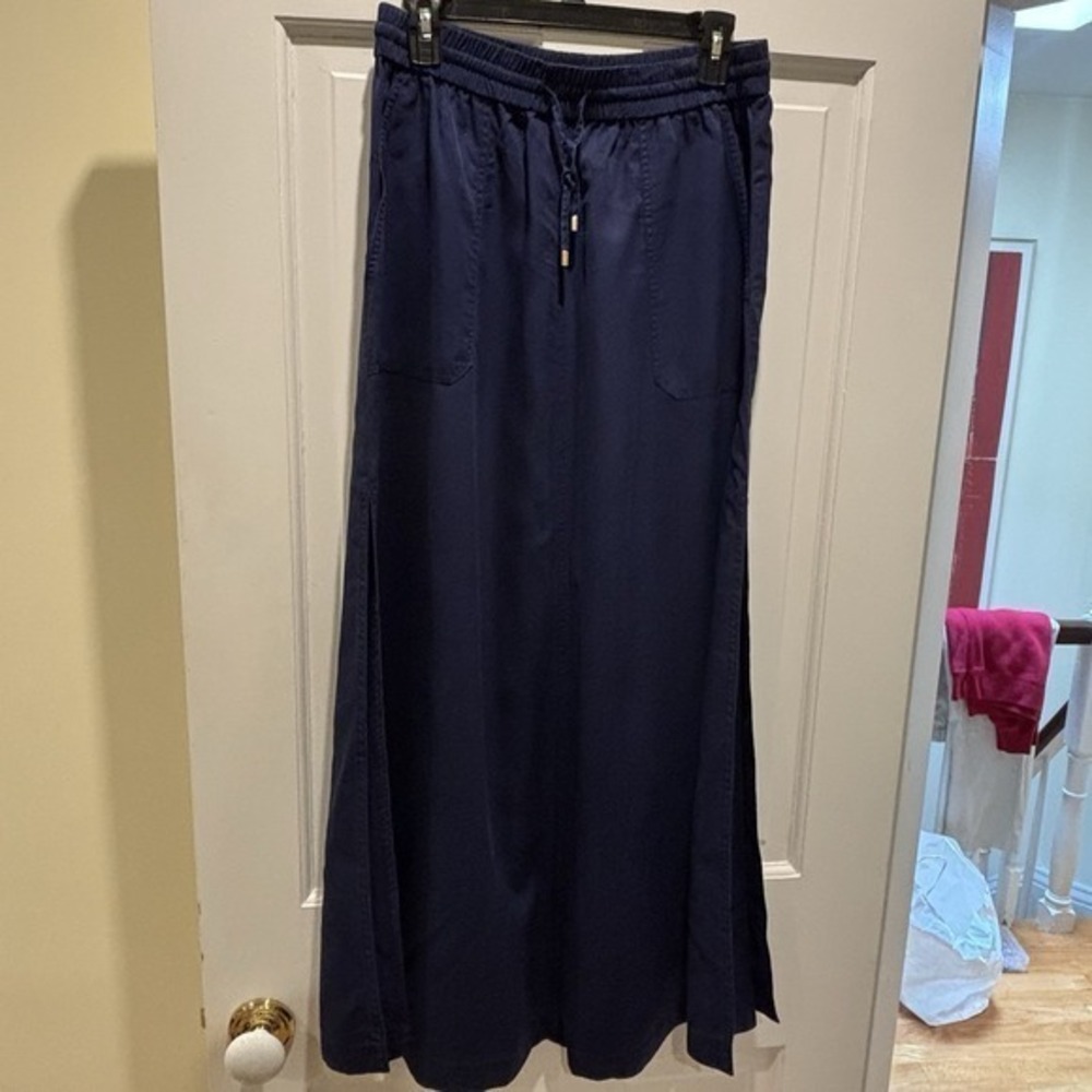 Ralph Lauren Skirt Women's‎ Sz S Navy Pencil Long High Waist Drawstring Pockets